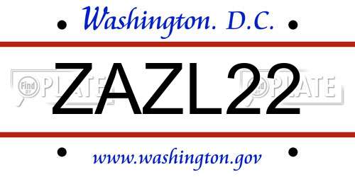 ZAZL22 District Of Columbia License Plate