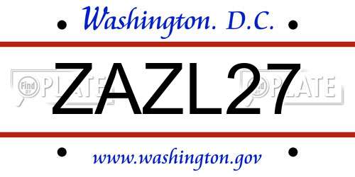 ZAZL27 District Of Columbia License Plate