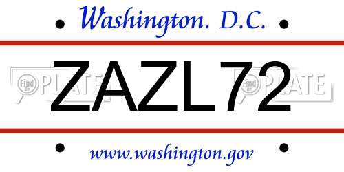 ZAZL72 District Of Columbia License Plate
