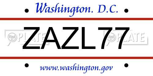 ZAZL77 District Of Columbia License Plate