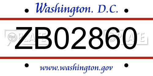 ZB02860 District Of Columbia License Plate