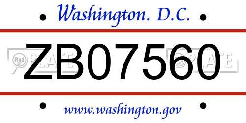 ZB07560 District Of Columbia License Plate