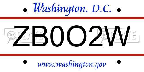 ZB0O2W District Of Columbia License Plate