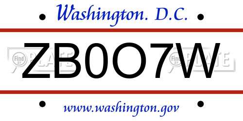 ZB0O7W District Of Columbia License Plate