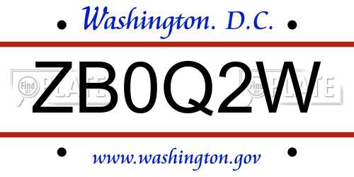 ZB0Q2W District Of Columbia License Plate