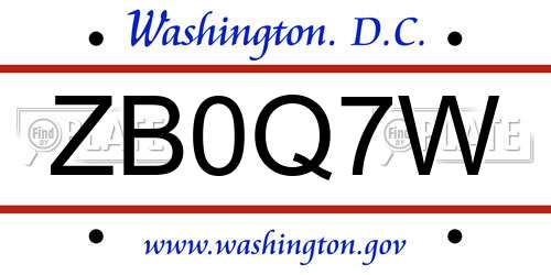 ZB0Q7W District Of Columbia License Plate