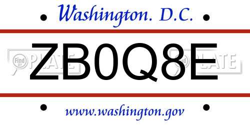 ZB0Q8E District Of Columbia License Plate