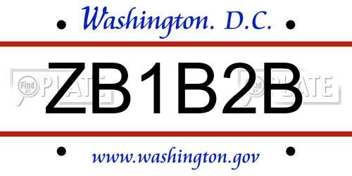 ZB1B2B District Of Columbia License Plate