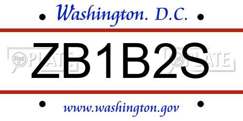 ZB1B2S District Of Columbia License Plate
