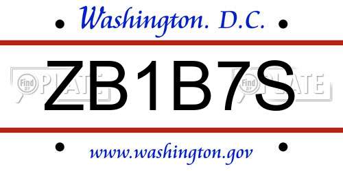 ZB1B7S District Of Columbia License Plate