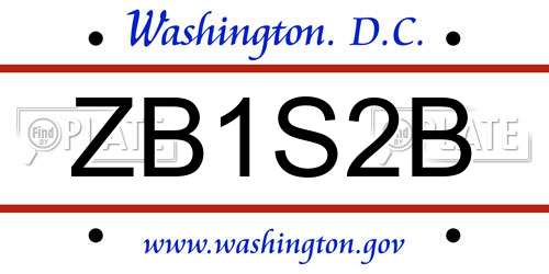 ZB1S2B District Of Columbia License Plate