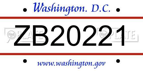 ZB20221 District Of Columbia License Plate
