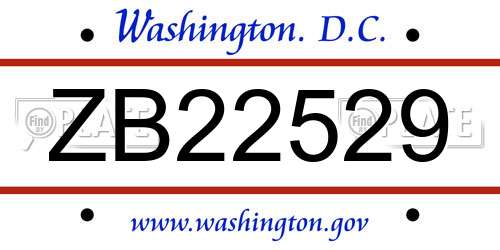 ZB22529 District Of Columbia License Plate