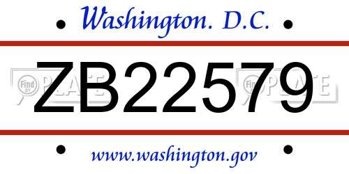 ZB22579 District Of Columbia License Plate