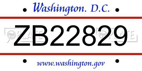 ZB22829 District Of Columbia License Plate