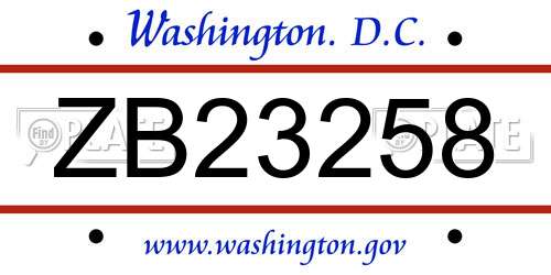ZB23258 District Of Columbia License Plate