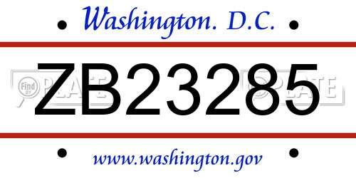 ZB23285 District Of Columbia License Plate