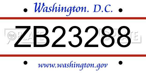 ZB23288 District Of Columbia License Plate