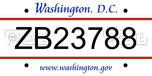 ZB23788 District Of Columbia License Plate