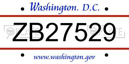 ZB27529 District Of Columbia License Plate