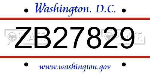 ZB27829 District Of Columbia License Plate