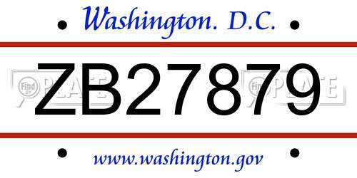 ZB27879 District Of Columbia License Plate
