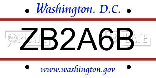 ZB2A6B District Of Columbia License Plate