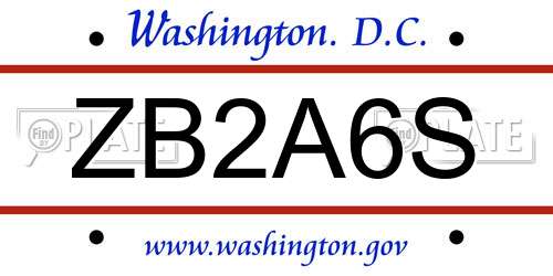 ZB2A6S District Of Columbia License Plate