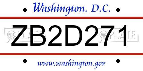 ZB2D271 District Of Columbia License Plate