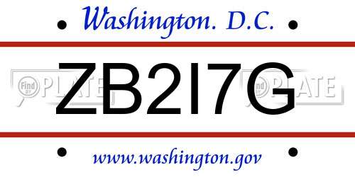 ZB2I7G District Of Columbia License Plate