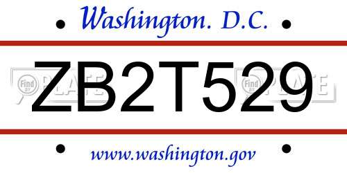 ZB2T529 District Of Columbia License Plate