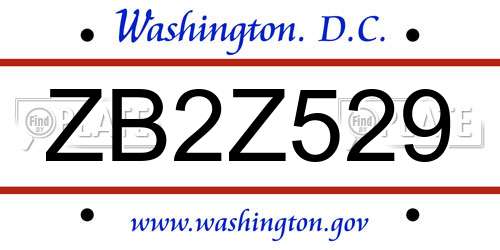 ZB2Z529 District Of Columbia License Plate