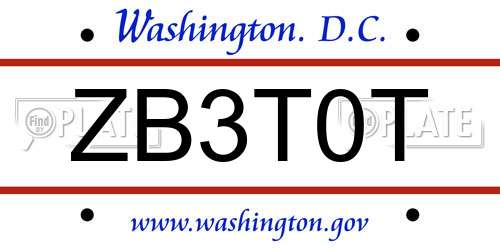 ZB3T0T District Of Columbia License Plate