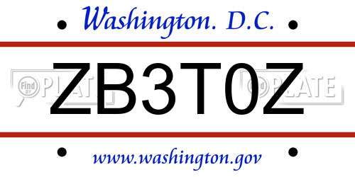 ZB3T0Z District Of Columbia License Plate