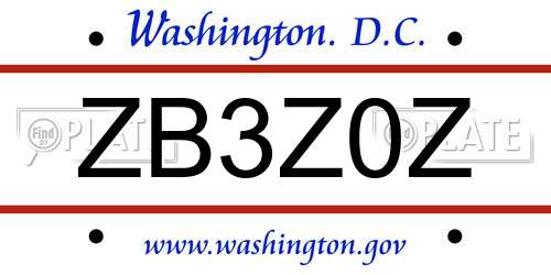 ZB3Z0Z District Of Columbia License Plate