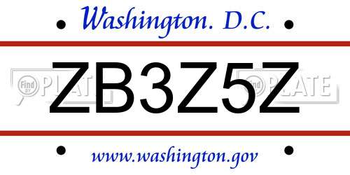 ZB3Z5Z District Of Columbia License Plate