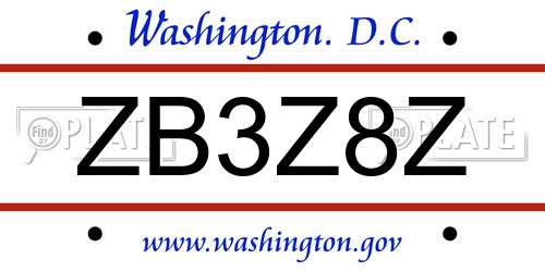 ZB3Z8Z District Of Columbia License Plate