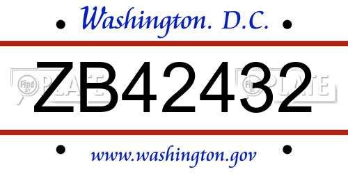 ZB42432 District Of Columbia License Plate