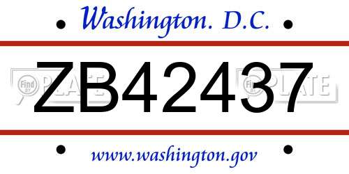 ZB42437 District Of Columbia License Plate