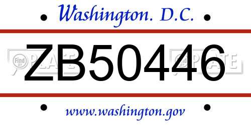 ZB50446 District Of Columbia License Plate