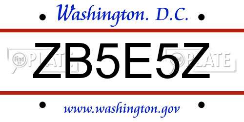 ZB5E5Z District Of Columbia License Plate