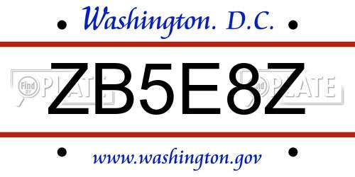 ZB5E8Z District Of Columbia License Plate
