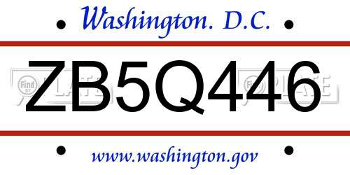 ZB5Q446 District Of Columbia License Plate