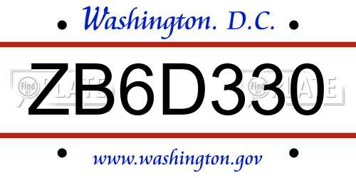 ZB6D330 District Of Columbia License Plate