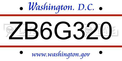 ZB6G320 District Of Columbia License Plate