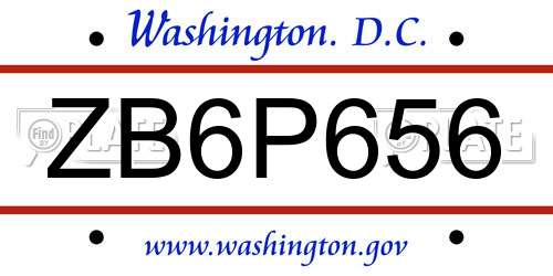 ZB6P656 District Of Columbia License Plate