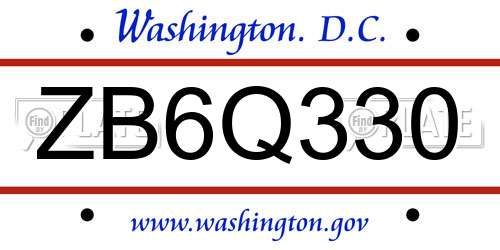 ZB6Q330 District Of Columbia License Plate