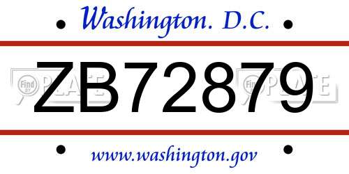 ZB72879 District Of Columbia License Plate