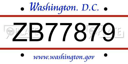 ZB77879 District Of Columbia License Plate