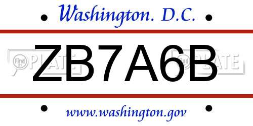 ZB7A6B District Of Columbia License Plate